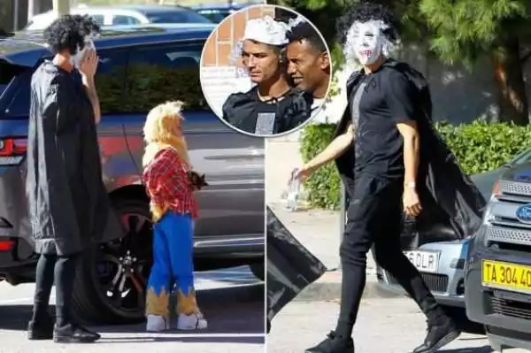 Christiano Ronaldo Wears Mask To Pick Up Son From School (Photos)